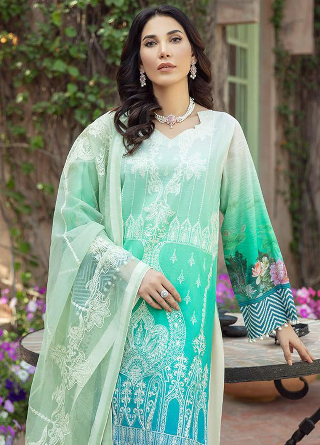 BIN ILYAS Embroidered Lawn Suits Unstitched 3 Piece BI21LL 3-A - Summer Collection