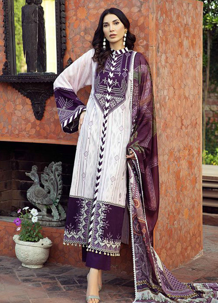 BIN ILYAS Embroidered Lawn Suits Unstitched 3 Piece BI21LL 4-A - Summer Collection