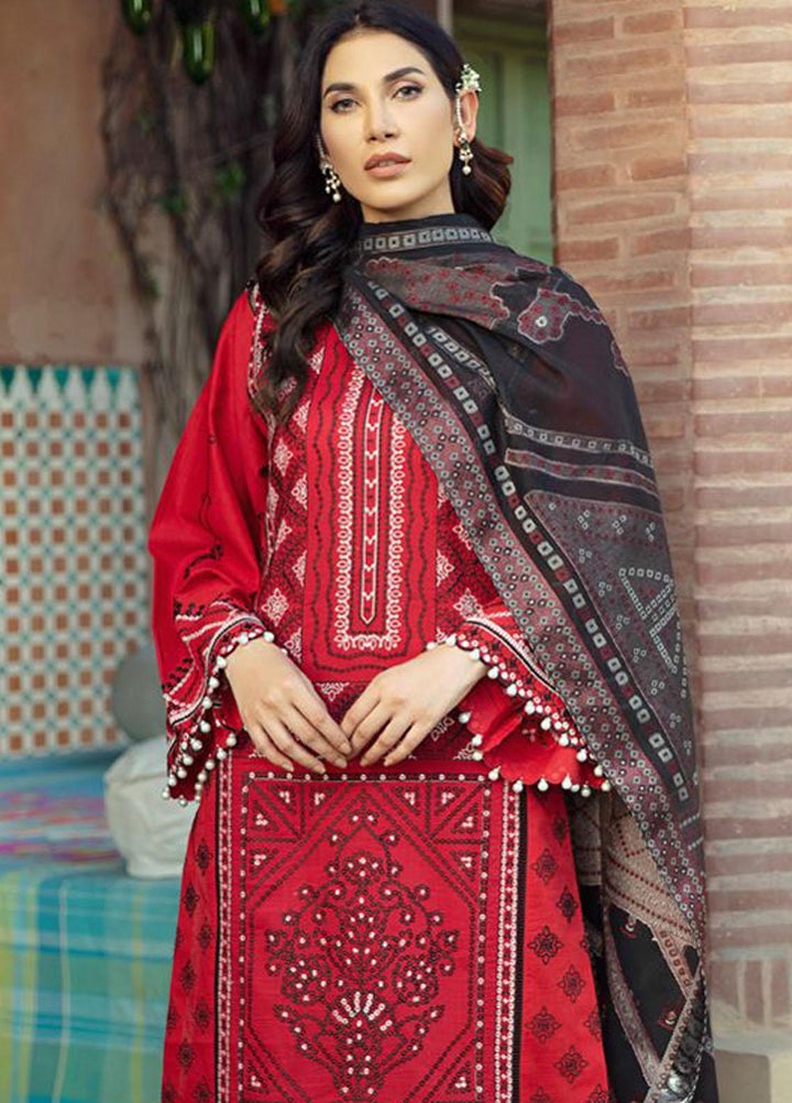 BIN ILYAS Embroidered Lawn Suits Unstitched 3 Piece BI21LL 5-A - Summer Collection