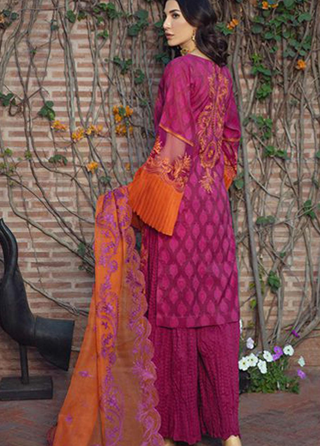 BIN ILYAS Embroidered Lawn Suits Unstitched 3 Piece BI21LL 6-A - Summer Collection
