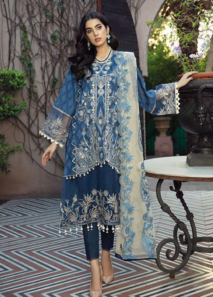 BIN ILYAS Embroidered Lawn Suits Unstitched 3 Piece BI21LL 6-B - Summer Collection