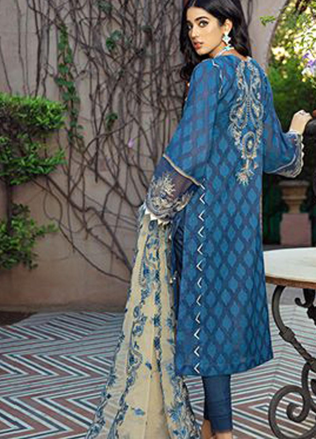 BIN ILYAS Embroidered Lawn Suits Unstitched 3 Piece BI21LL 6-B - Summer Collection