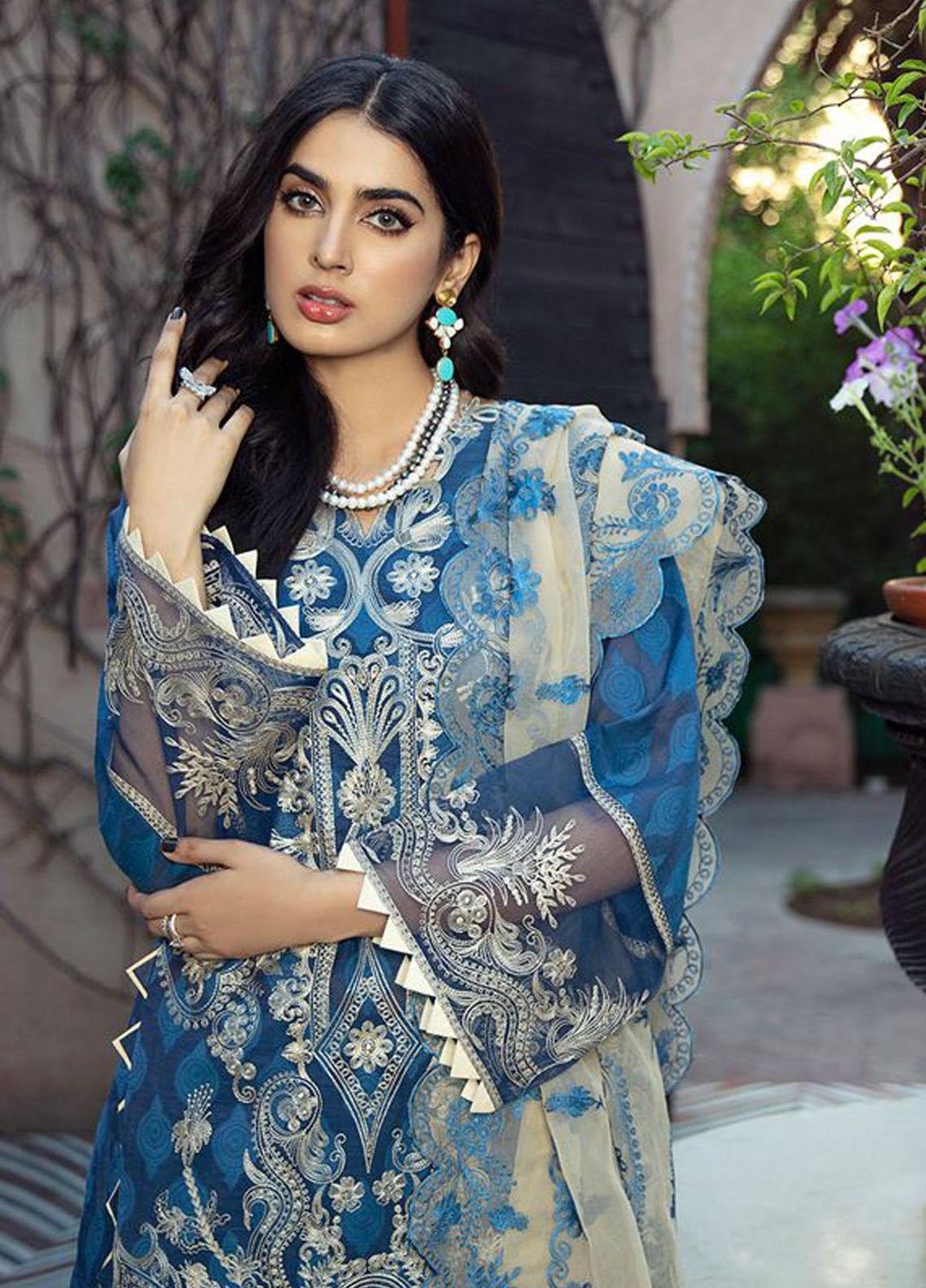BIN ILYAS Embroidered Lawn Suits Unstitched 3 Piece BI21LL 6-B - Summer Collection