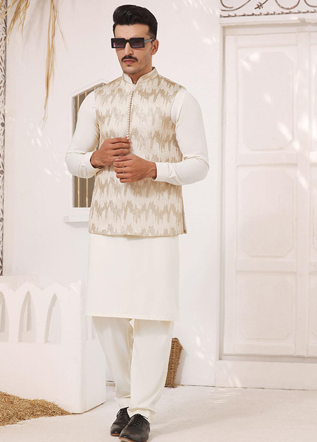 Bin Musab Silk Formal Men 3 Piece Suit -  BM-000033 Crimson Gold