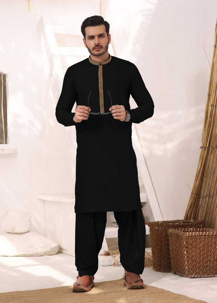 Bin Musab Silk Formal Kameez Shalwar for Men -  BM-000042 Carbon Black