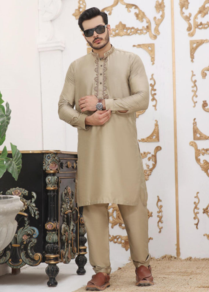 Bin Musab Silk Formal Kurta Pajama for Men -  BM-000007 Golden Rod