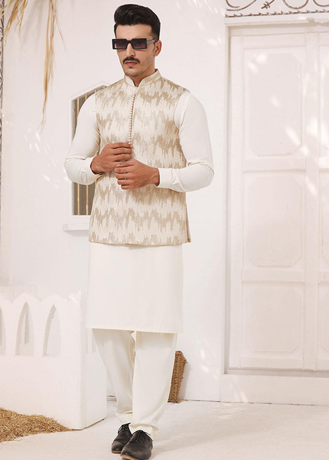 Bin Musab Silk  Formal Waistcoats for Men -  BM-000019 Crimson Gold