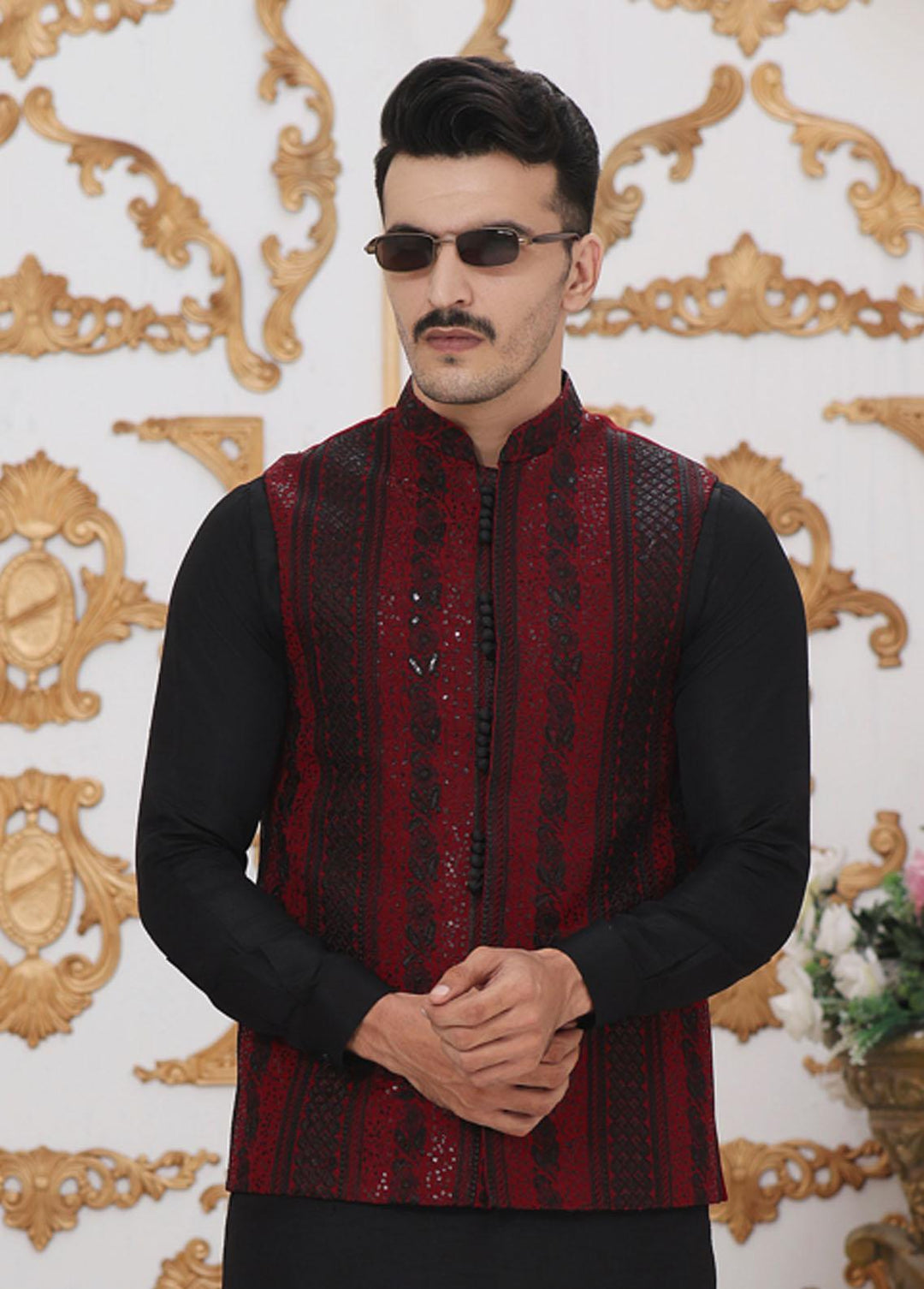 Bin Musab Raw Silk Formal Men Waistcoats -  DeepBerry Yan