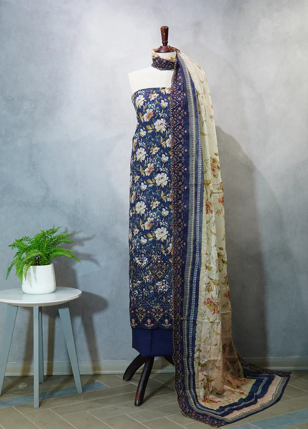 Bin Saeed Embroidered Suit Unstitched 3 Piece D-22 - Fall Collection