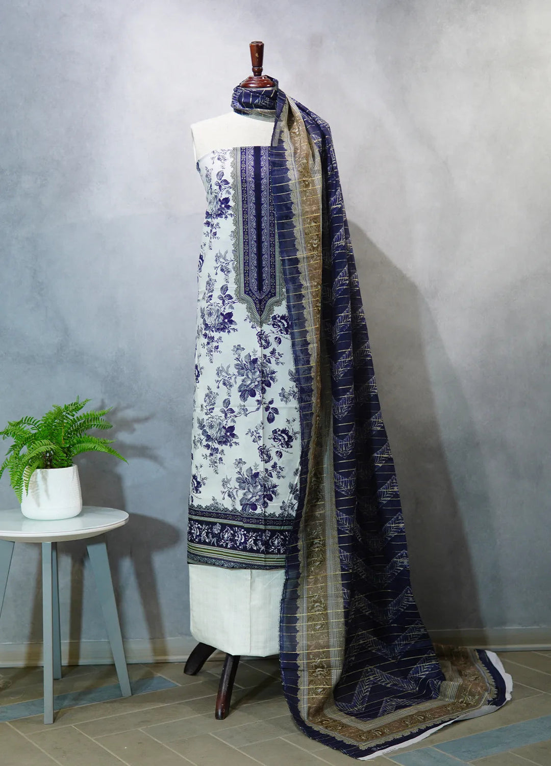 Bin Saeed Printed Suit Unstitched 3 Piece D-42 - Fall Collection