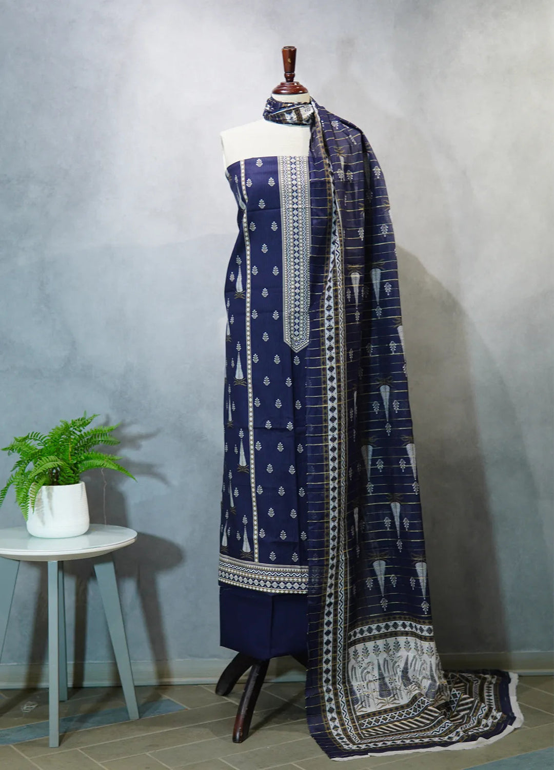 Bin Saeed Printed Suit Unstitched 3 Piece D-48 - Fall Collection