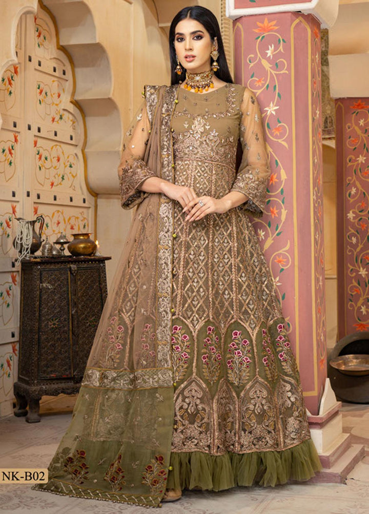 Biyaah By Noorma Kaamal Embroidered Suits Unstitched 3 Piece NK22B NK-B02 - Wedding Collection