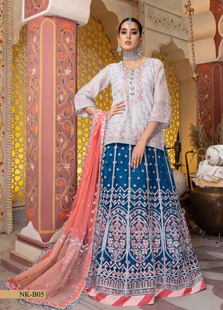Biyaah By Noorma Kaamal Embroidered Net Suits Unstitched 3 Piece NK22B NK-B05 - Wedding Collection