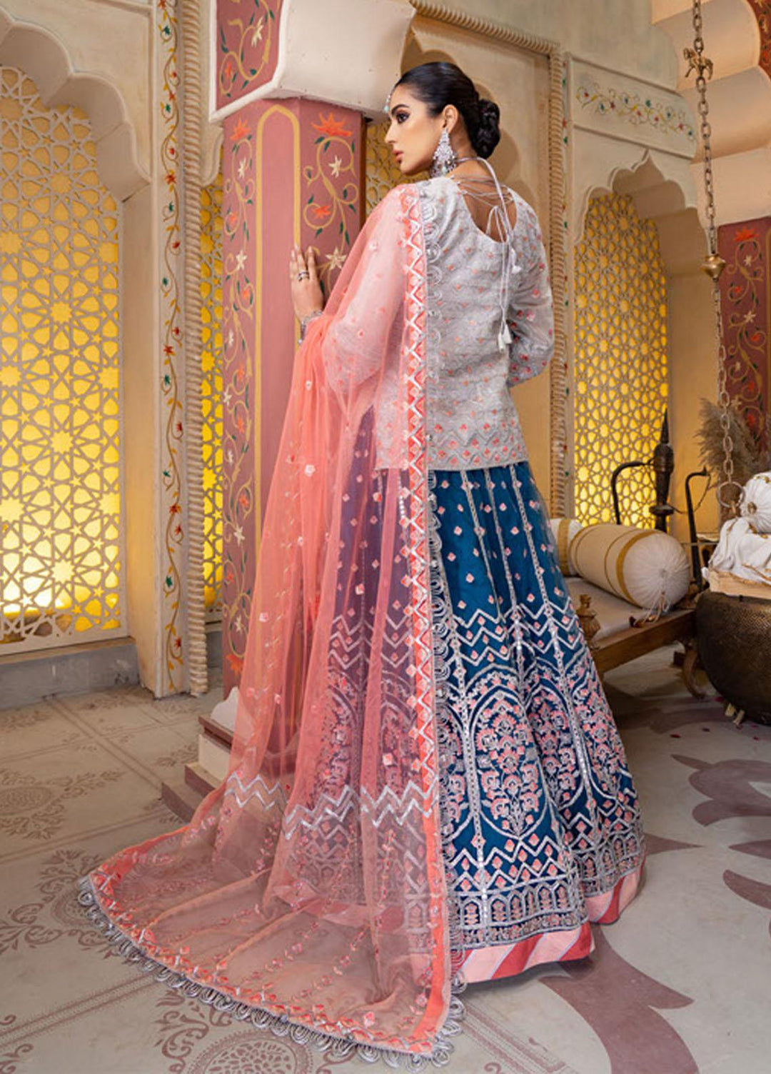 Biyaah By Noorma Kaamal Embroidered Net Suits Unstitched 3 Piece NK22B NK-B05 - Wedding Collection