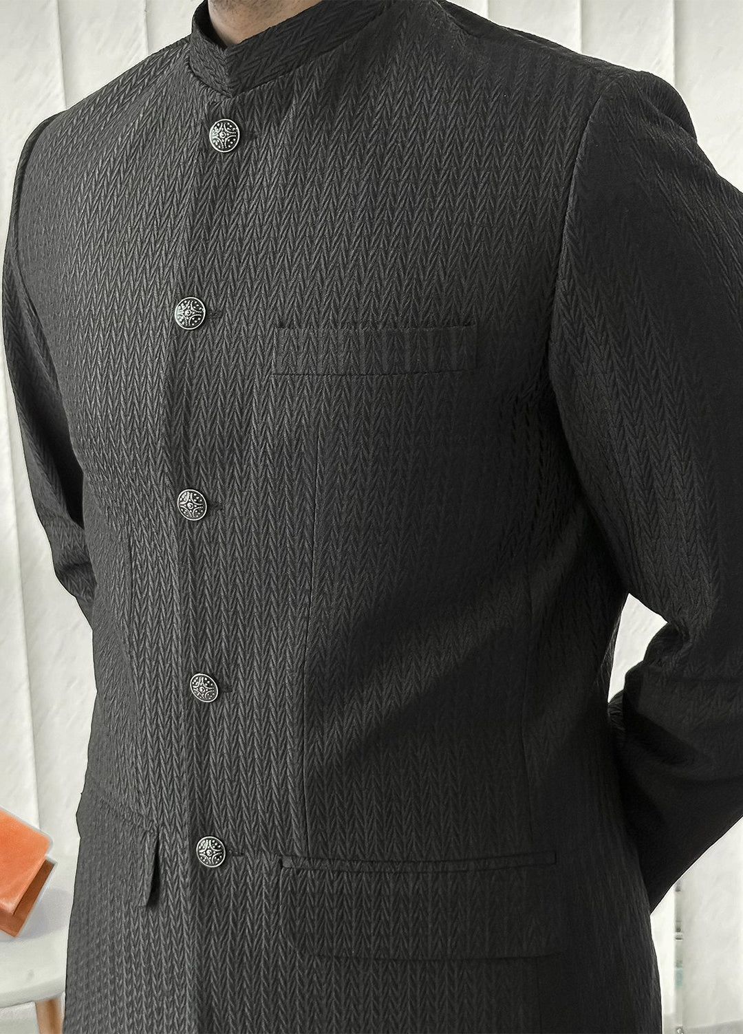 Black Kurta Shalwar with Embroidered Prince Coat