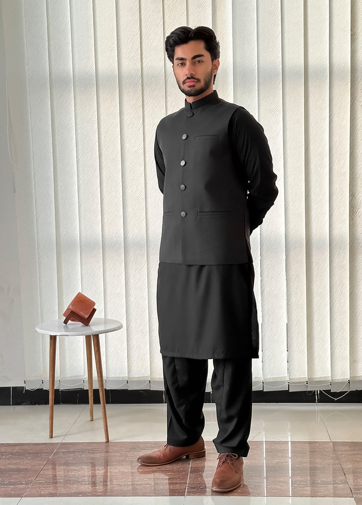 Black Kurta Shalwar with Waistcoat