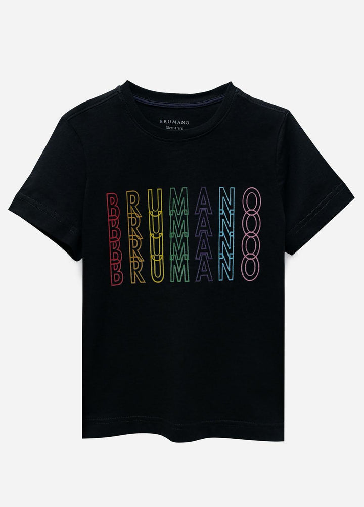 Brumano Cotton Casual T-Shirts for Boys -  Black Printed Short Sleeves Casual T-Shirt