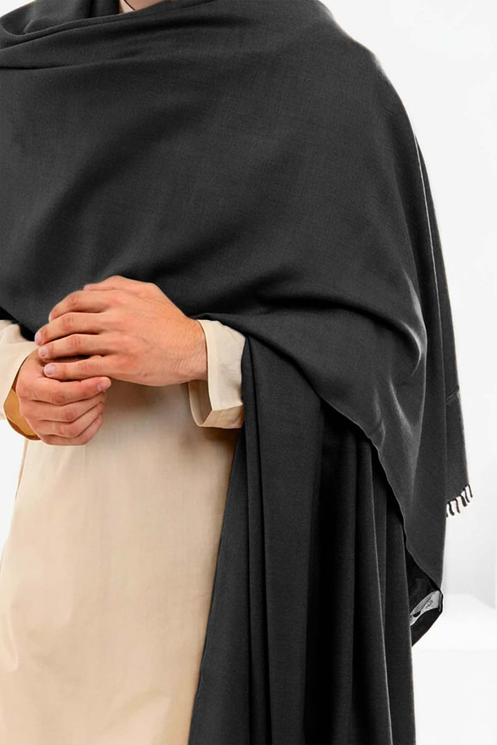 Divinely Crafted Solids Mens Shawls 1 Piece Wool Shawl Black AR-000528 - Winter Collection