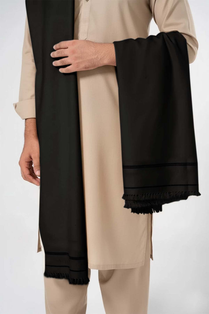 Divinely Crafted Solids Mens Shawls 1 Piece Wool Shawl Black AR-000528 - Winter Collection