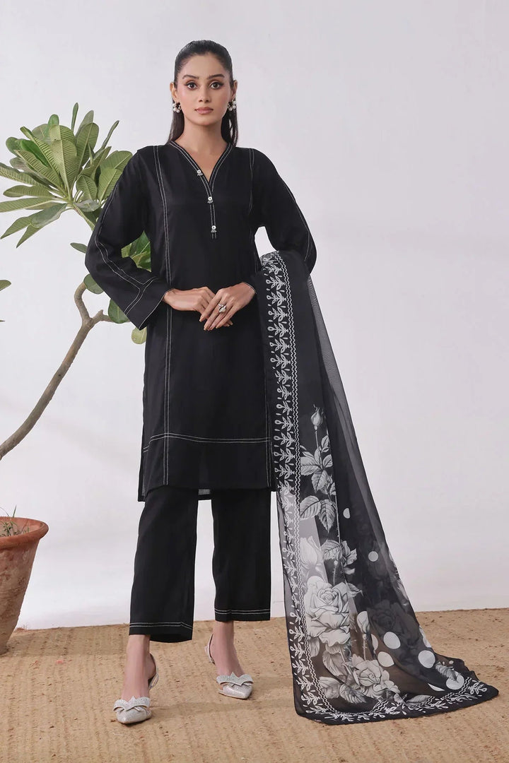 Ochre Women RTW Cotton 3 Piece Suit Black Cotton Kurta Embellished - Festive Collection