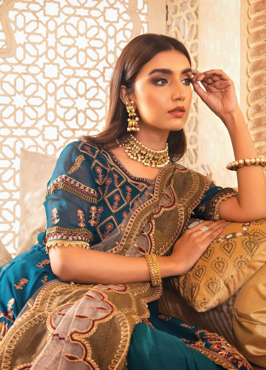 Blanche Fashion Embroidered Chiffon Suits Unstitched 3 Piece BLF22C BLC-01 - Luxury Festive Collection