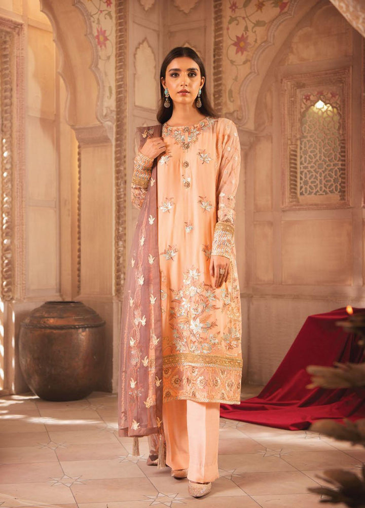 Blanche Fashion Embroidered Chiffon Suits Unstitched 3 Piece BLF22C BLC-08 - Luxury Festive Collection