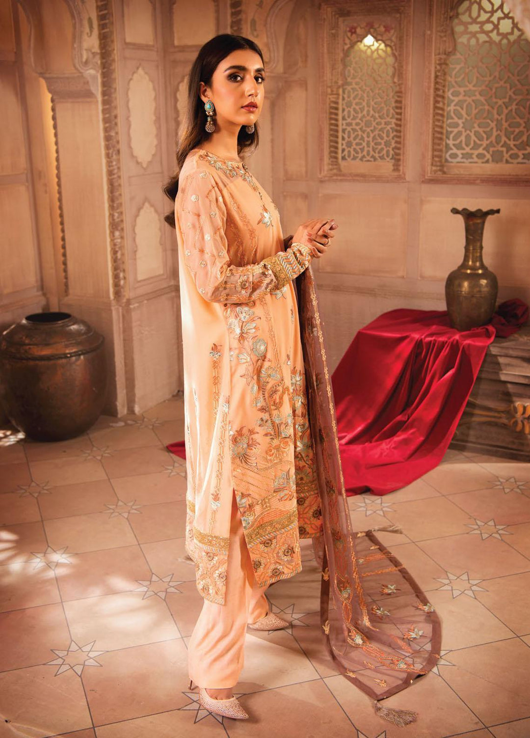 Blanche Fashion Embroidered Chiffon Suits Unstitched 3 Piece BLF22C BLC-08 - Luxury Festive Collection