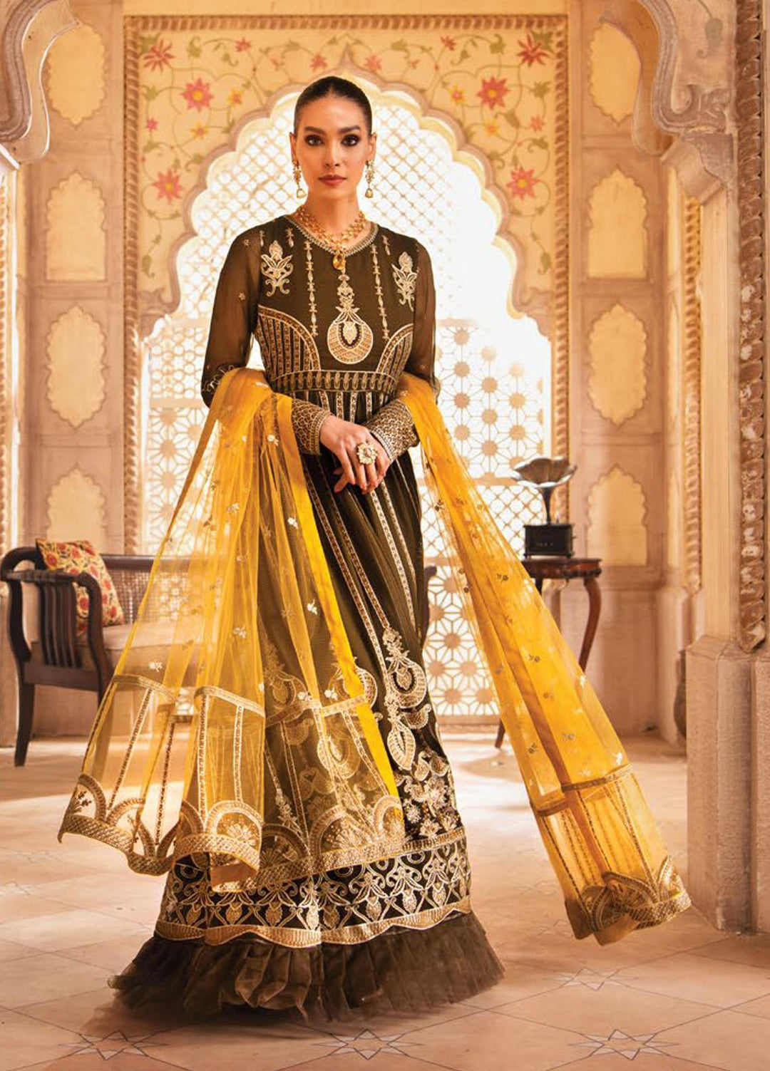 Blanche Fashion Embroidered Chiffon Suits Unstitched 3 Piece BLF22C BLC-10 - Luxury Festive Collection