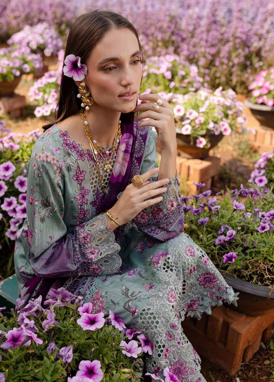 Bloom by Nureh Embroidered Lawn Suits Unstitched 3 Piece NU25BEP BL-02 - Summer Collection