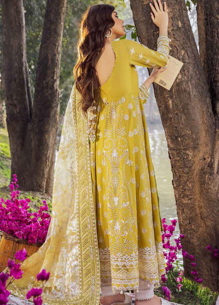 Blooming Summers By Nureh Embroidered Lawn Suits Unstitched 3 Piece NU22BS NI-27 Golden Hour - Luxury Collection