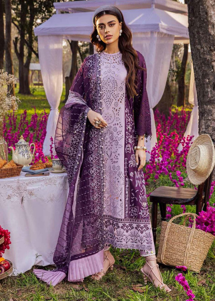 Blooming Summers By Nureh Embroidered Lawn Suits Unstitched 3 Piece NU22BS NI-30 Mauve Melody - Luxury Collection