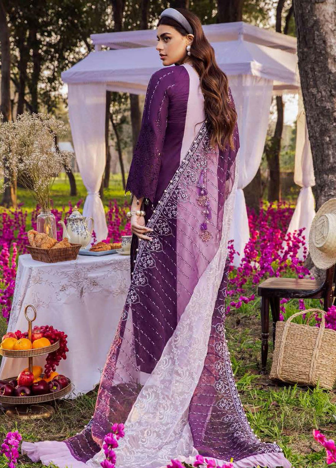 Blooming Summers By Nureh Embroidered Lawn Suits Unstitched 3 Piece NU22BS NI-30 Mauve Melody - Luxury Collection