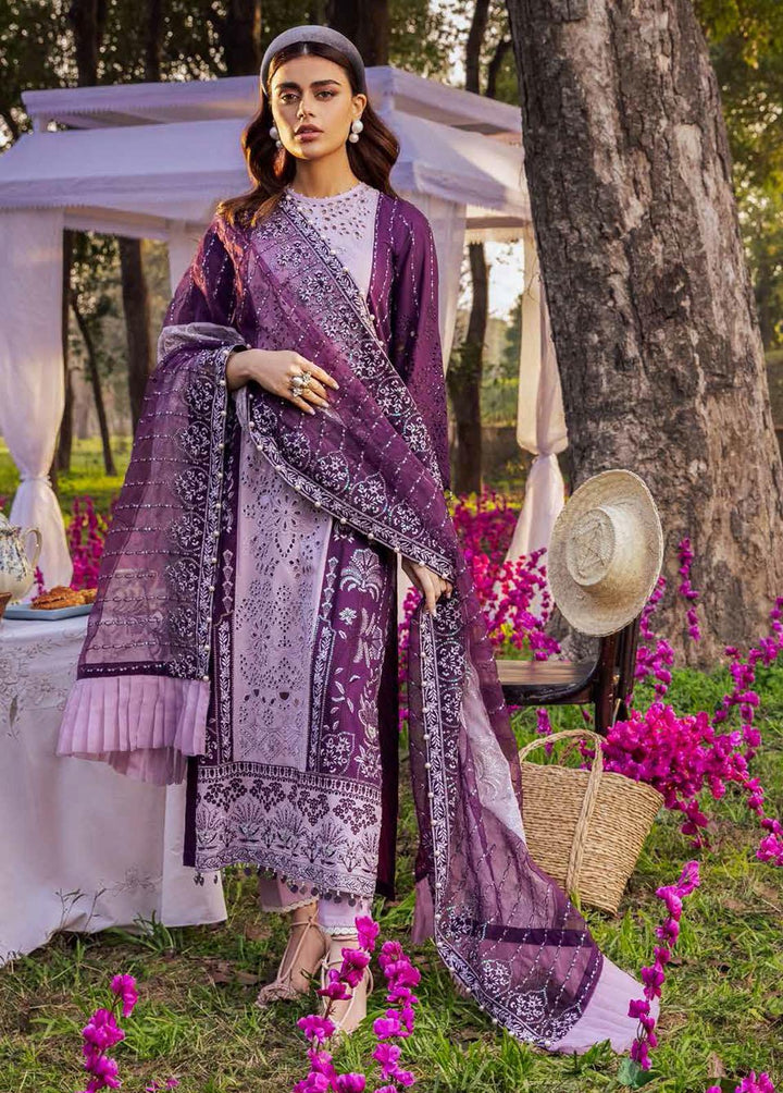 Blooming Summers By Nureh Embroidered Lawn Suits Unstitched 3 Piece NU22BS NI-30 Mauve Melody - Luxury Collection