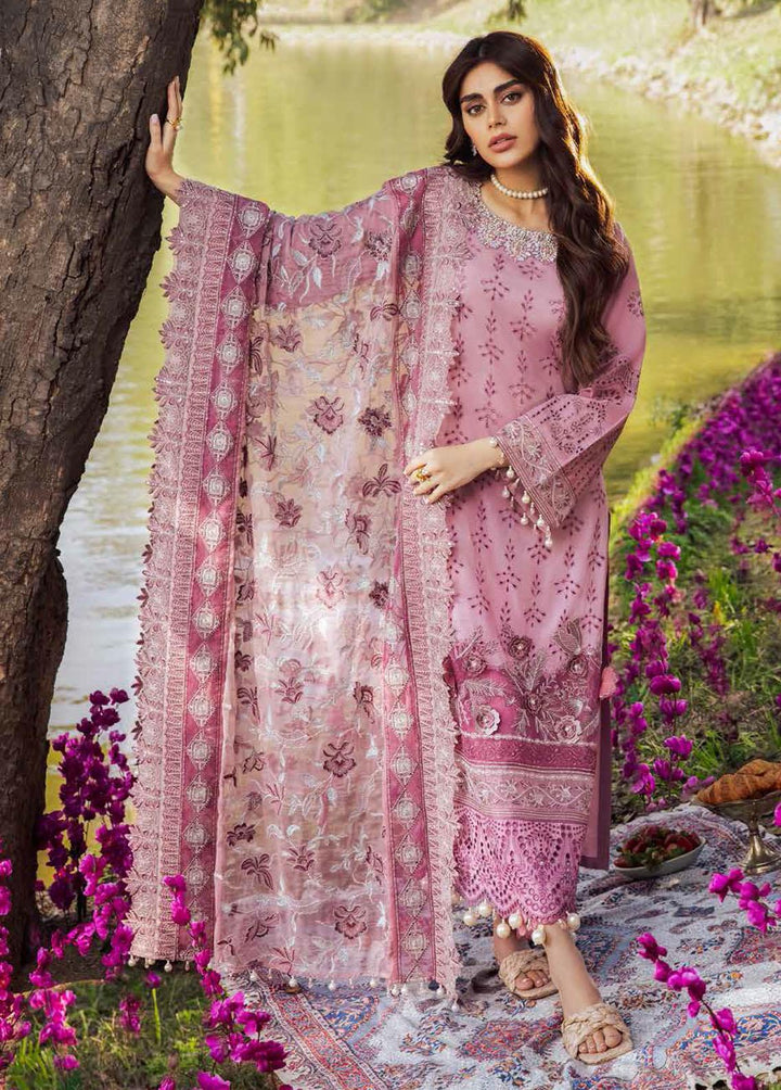Blooming Summers By Nureh Embroidered Lawn Suits Unstitched 3 Piece NU22BS NI-32 Petal Pink - Luxury Collection