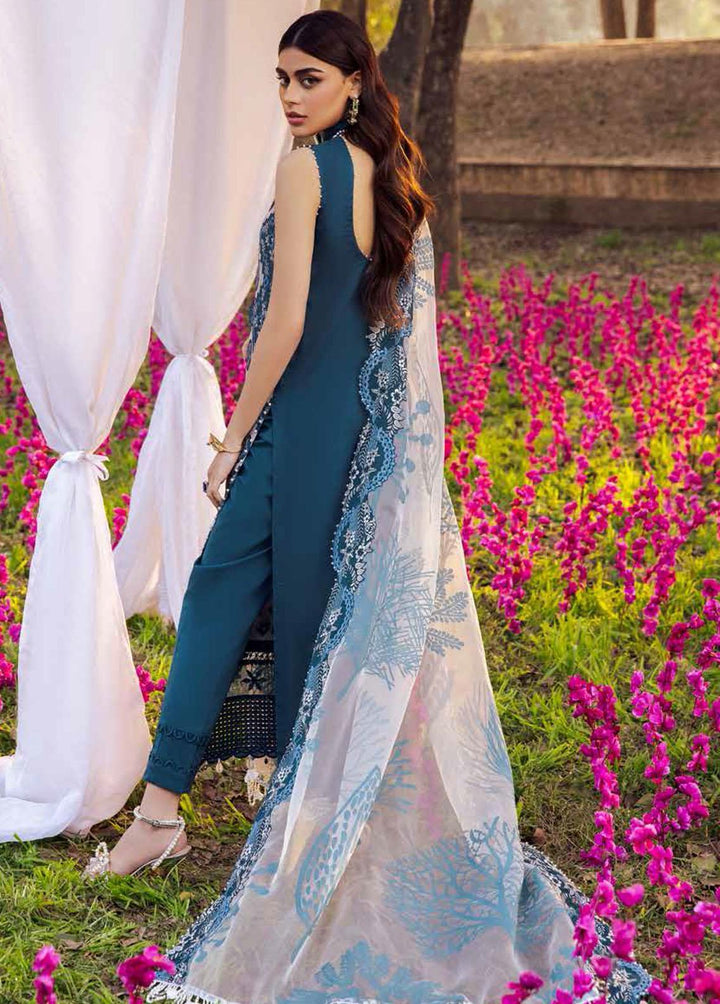 Blooming Summers By Nureh Embroidered Lawn Suits Unstitched 3 Piece NU22BS NI-33 Baby Breath - Luxury Collection