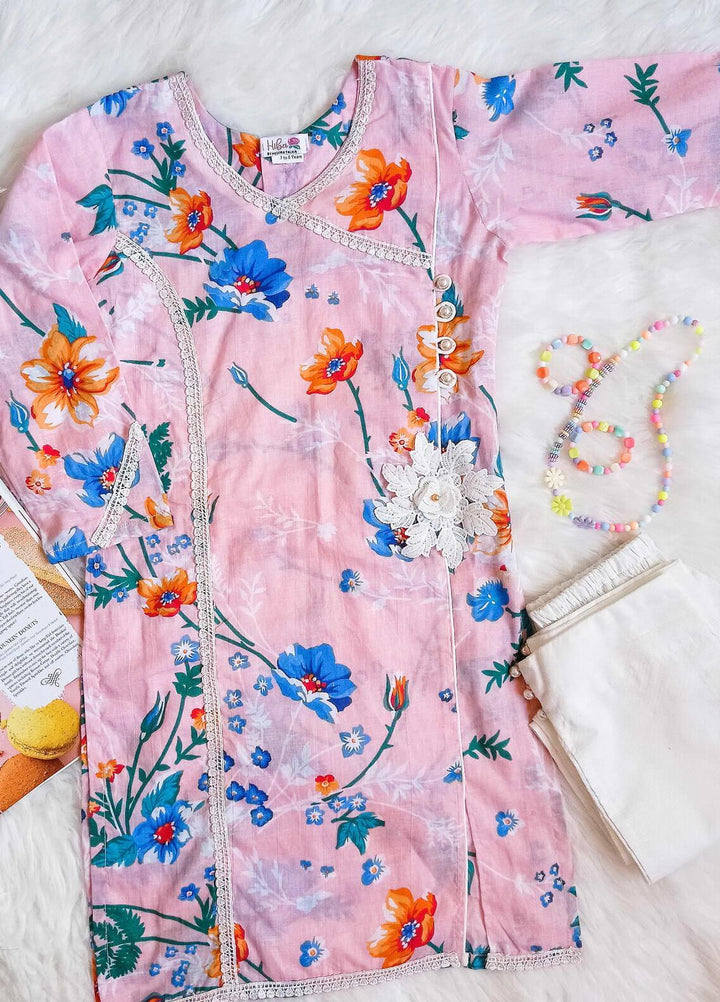 Hiba Clothing Lawn Casual Girls 2 Piece Suit -  HBT-004 Candy Floss