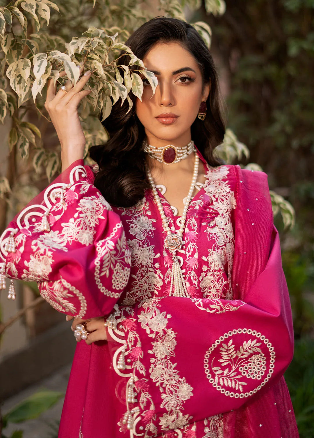 Blossom by Fozia Khalid Embroidered Lawn Suits Unstitched 3 Piece FK25B FK-7001 Peonies - Summer Collection