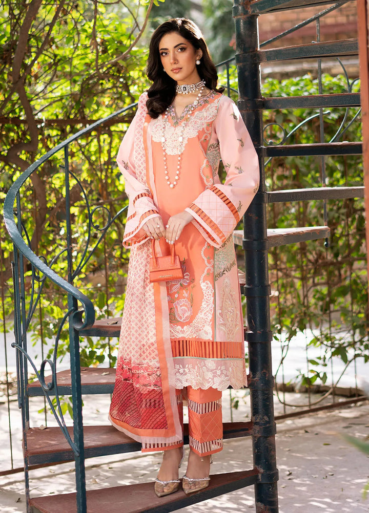 Blossom by Fozia Khalid Embroidered Lawn Suits Unstitched 3 Piece FK25B FK-7003 Zinnia - Summer Collection