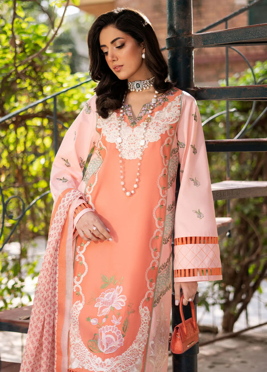 Blossom by Fozia Khalid Embroidered Lawn Suits Unstitched 3 Piece FK25B FK-7003 Zinnia - Summer Collection