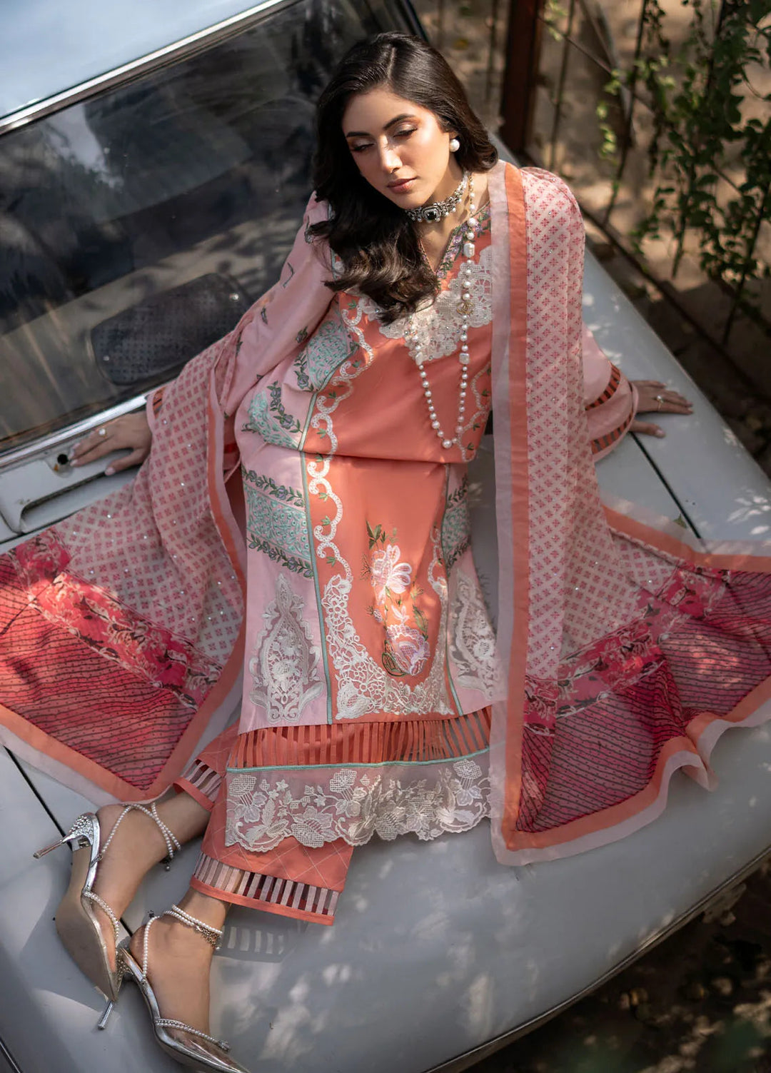 Blossom by Fozia Khalid Embroidered Lawn Suits Unstitched 3 Piece FK25B FK-7003 Zinnia - Summer Collection