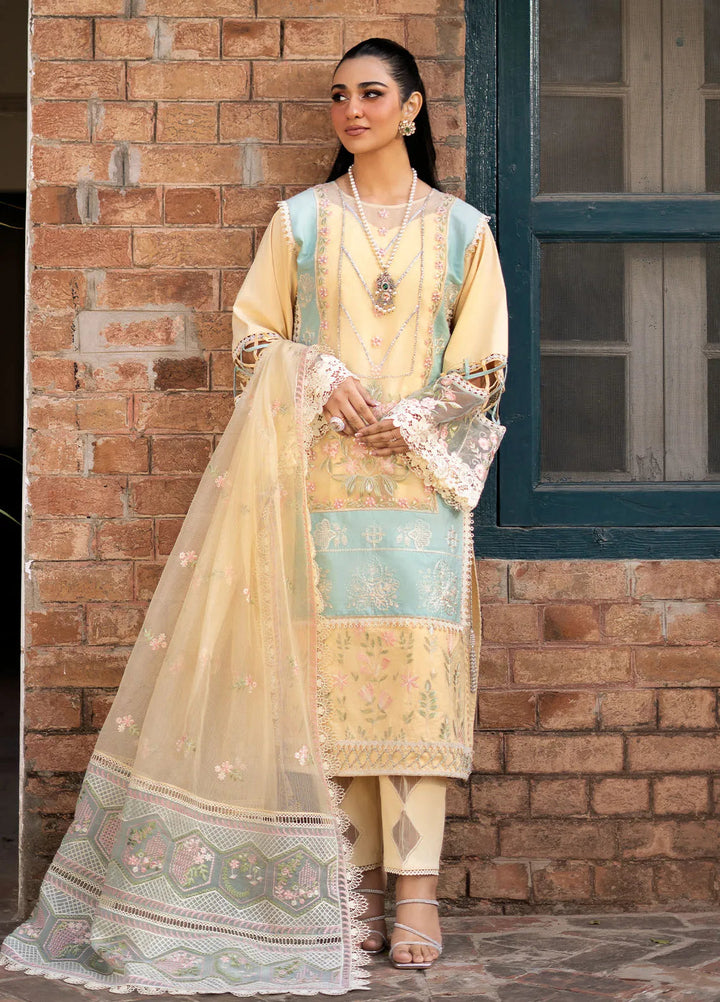 Blossom by Fozia Khalid Embroidered Lawn Suits Unstitched 3 Piece FK25B FK-7007 Primrose - Summer Collection