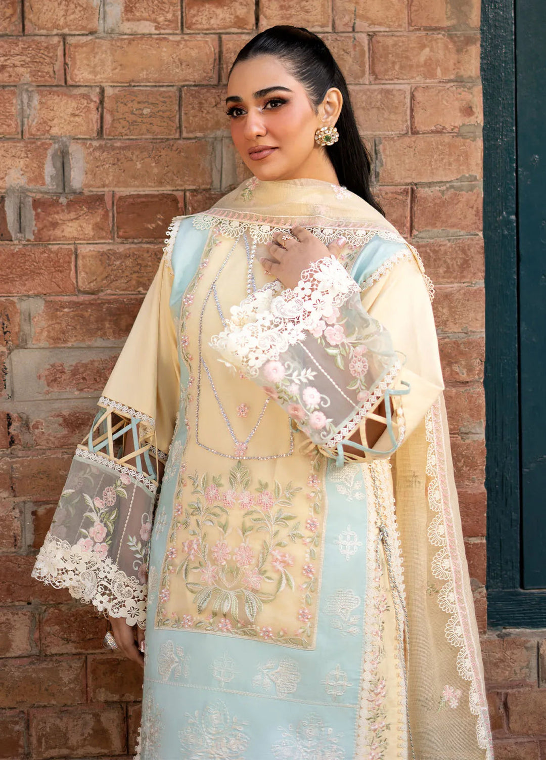 Blossom by Fozia Khalid Embroidered Lawn Suits Unstitched 3 Piece FK25B FK-7007 Primrose - Summer Collection