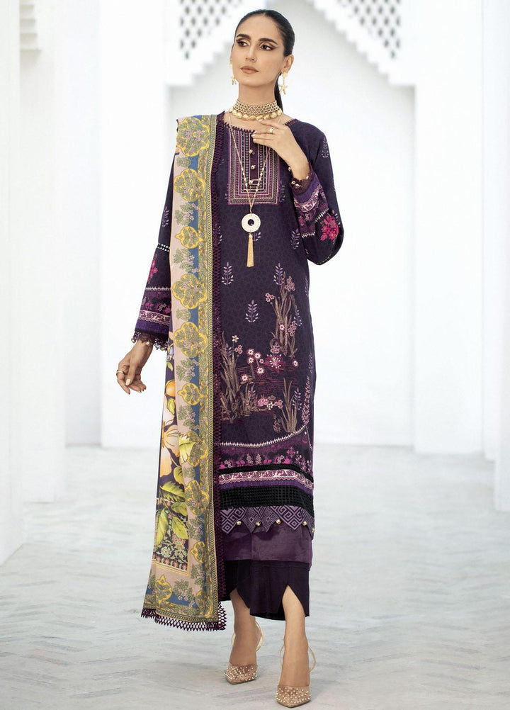 Blossom By Lala Textiles Embroidered Linen Suits Unstitched 3 Piece LT23B Aster - Winter Collection