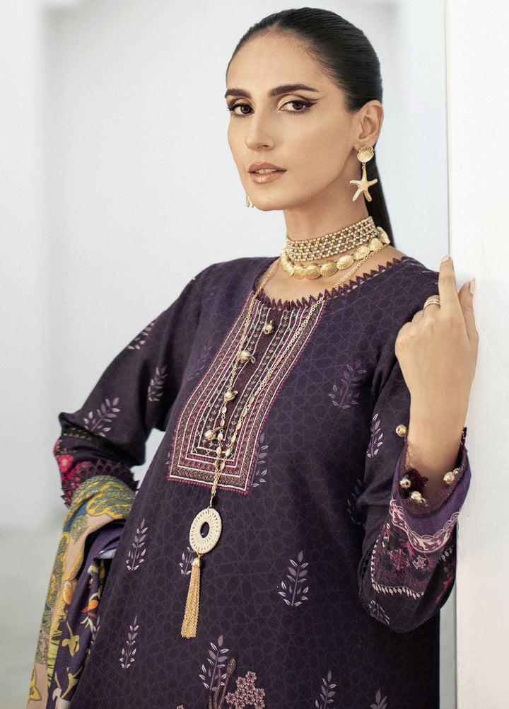 Blossom By Lala Textiles Embroidered Linen Suits Unstitched 3 Piece LT23B Aster - Winter Collection