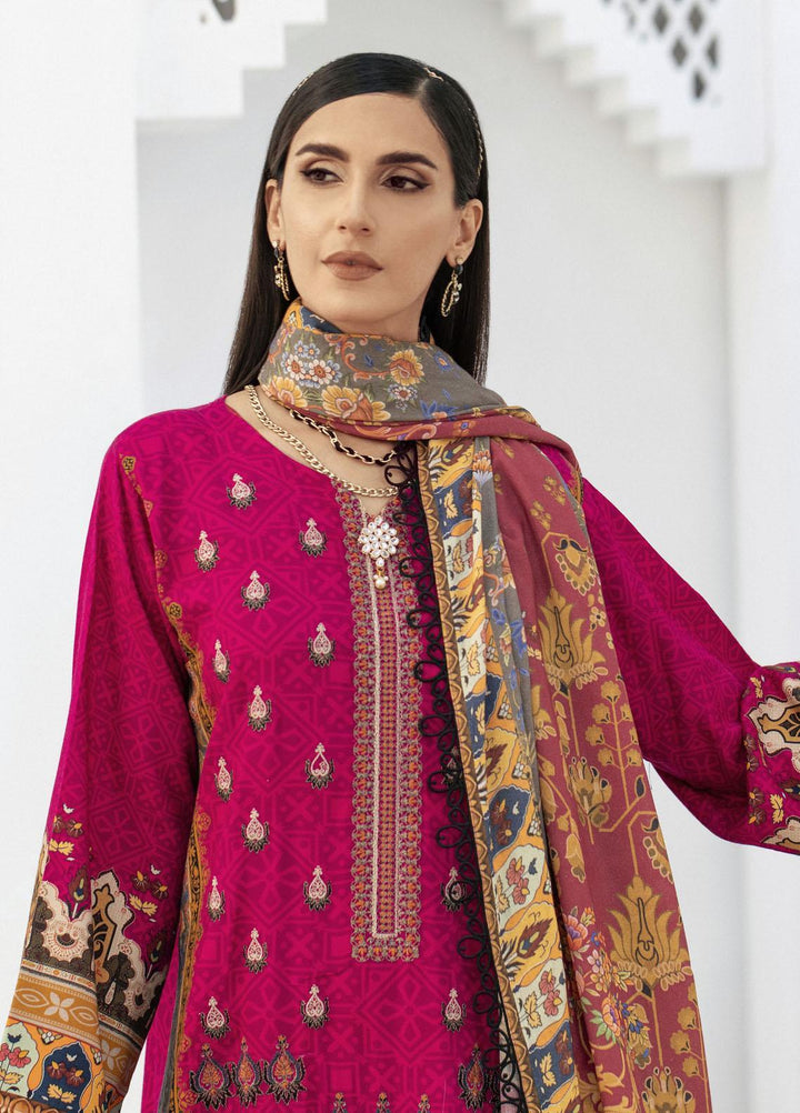 Blossom By Lala Textiles Embroidered Linen Suits Unstitched 3 Piece LT23B Peony - Winter Collection