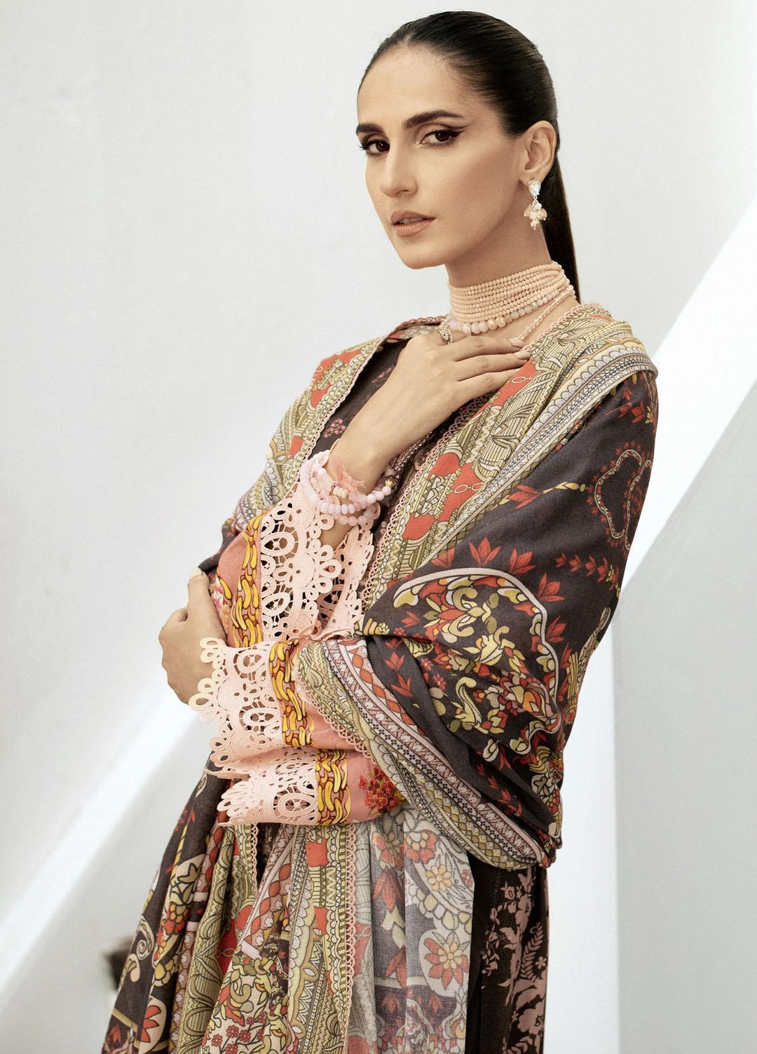Blossom By Lala Textiles Embroidered Linen Suits Unstitched 3 Piece LT23B Saffron  - Winter Collection