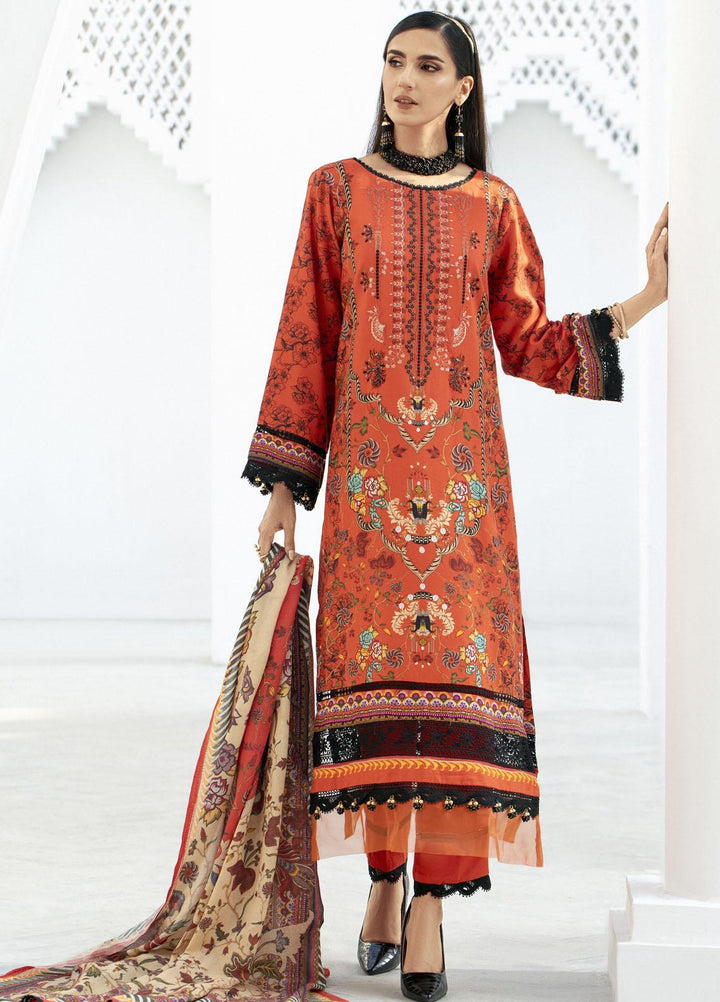 Blossom By Lala Textiles Embroidered Linen Suits Unstitched 3 Piece LT23B Zinnia - Winter Collection