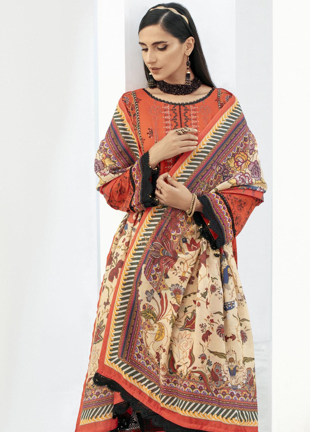 Blossom By Lala Textiles Embroidered Linen Suits Unstitched 3 Piece LT23B Zinnia - Winter Collection