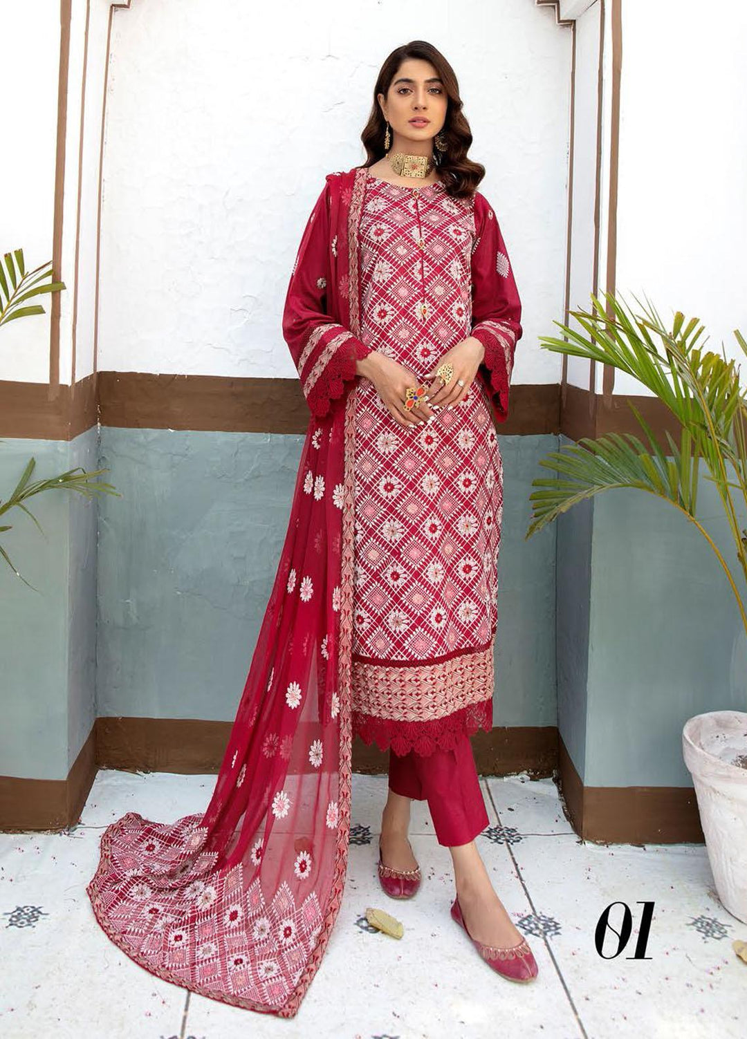 Blossom by Riaz Arts Embroidered Lawn Suits Unstitched 3 Piece RA22BL 01 - Exclusive Collection