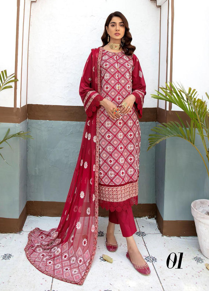 Blossom by Riaz Arts Embroidered Lawn Suits Unstitched 3 Piece RA22BL 01 - Exclusive Collection